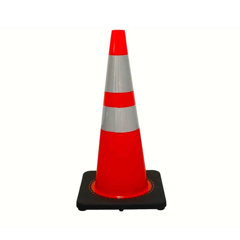 Cone de segurança de trânsito em PVC de alta elasticidade com base de borracha ponderada opcional para controle rodoviário em todas as condições climáticas e isolamento de perigos Cone de segurança de trânsito em PVC de alta elasticidade com base de borracha ponderada opcional para controle rodoviário em todas as condições climáticas e isolamento de perigos