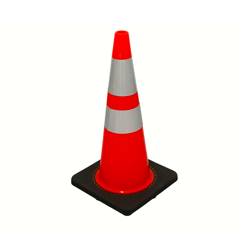Cone de segurança de trânsito em PVC de alta elasticidade com base de borracha ponderada opcional para controle rodoviário em todas as condições climáticas e isolamento de perigos Cone de segurança de trânsito em PVC de alta elasticidade com base de borracha ponderada opcional para controle rodoviário em todas as condições climáticas e isolamento de perigos