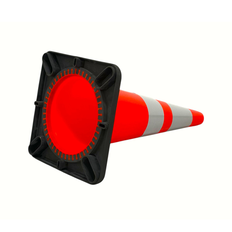 Cone de segurança de trânsito em PVC de alta elasticidade com base de borracha ponderada opcional para controle rodoviário em todas as condições climáticas e isolamento de perigos Cone de segurança de trânsito em PVC de alta elasticidade com base de borracha ponderada opcional para controle rodoviário em todas as condições climáticas e isolamento de perigos