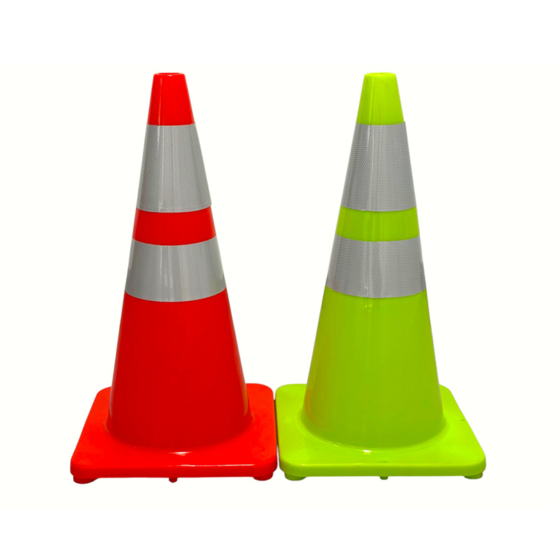 Cone de segurança de trânsito em PVC de alta elasticidade com base de borracha ponderada opcional para controle rodoviário em todas as condições climáticas e isolamento de perigos Cone de segurança de trânsito em PVC de alta elasticidade com base de borracha ponderada opcional para controle rodoviário em todas as condições climáticas e isolamento de perigos