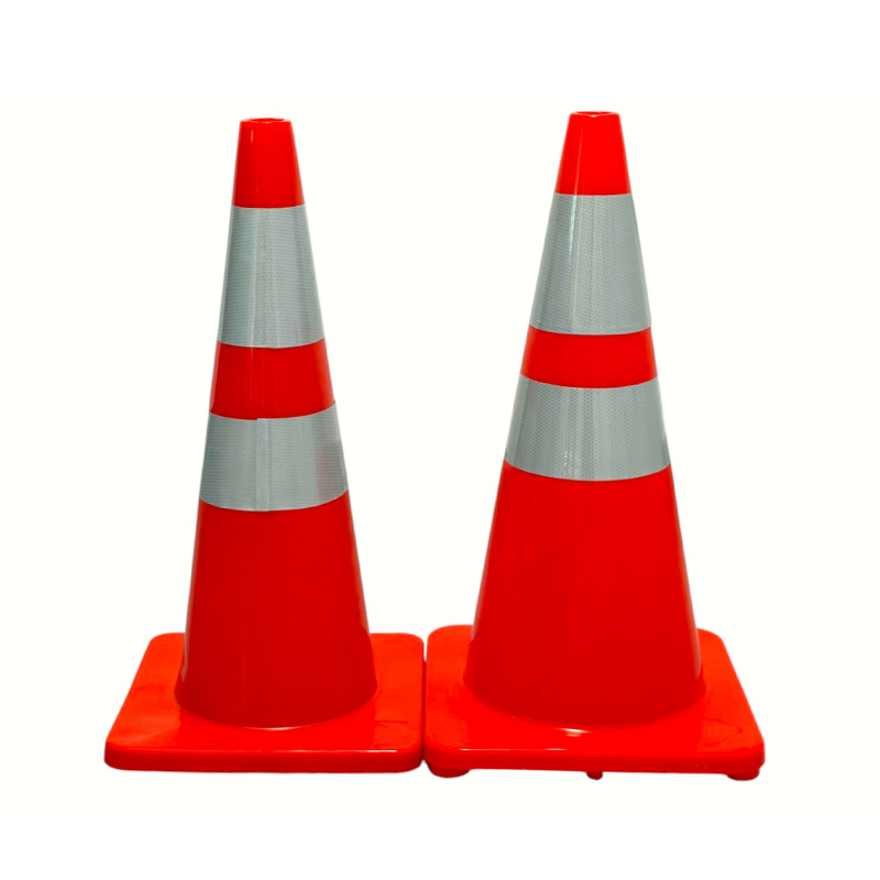 Cone de segurança de trânsito em PVC de alta elasticidade com base de borracha ponderada opcional para controle rodoviário em todas as condições climáticas e isolamento de perigos