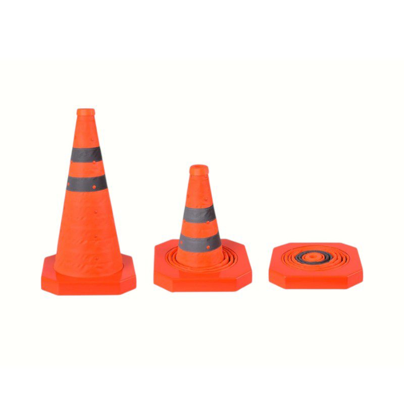 Cone de tráfego dobrável multifuncional portátil reflexivo de alta intensidade com luz de advertência LED plug-in montada na parte superior para operações móveis e de emergência