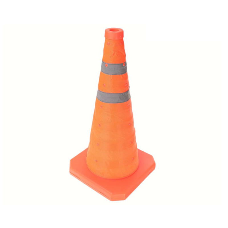 Cone de tráfego dobrável multifuncional portátil reflexivo de alta intensidade com luz de advertência LED plug-in montada na parte superior para operações móveis e de emergência