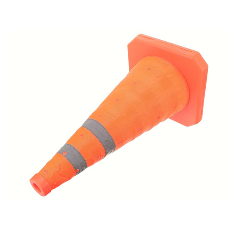 Cone de tráfego dobrável multifuncional portátil reflexivo de alta intensidade com luz de advertência LED plug-in montada na parte superior para operações móveis e de emergência