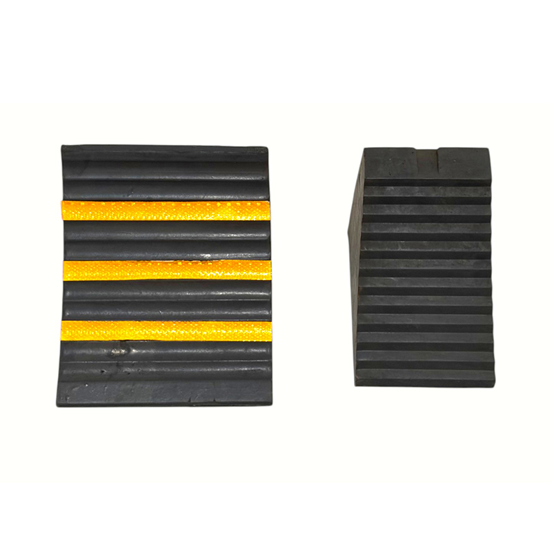 Batentes de roda de borracha antiderrapante reforçados triangulares (com alça integrada)