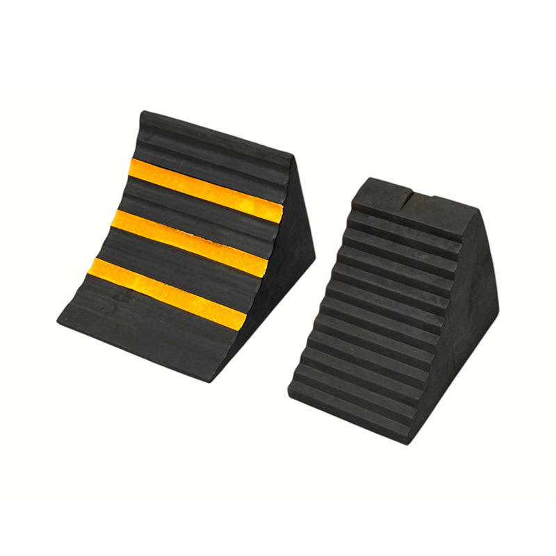 Batentes de roda de borracha antiderrapante reforçados triangulares (com alça integrada)