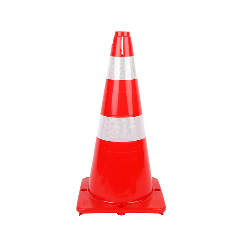 Cone de tráfego de plástico LDPE de corpo largo com colares reflexivos