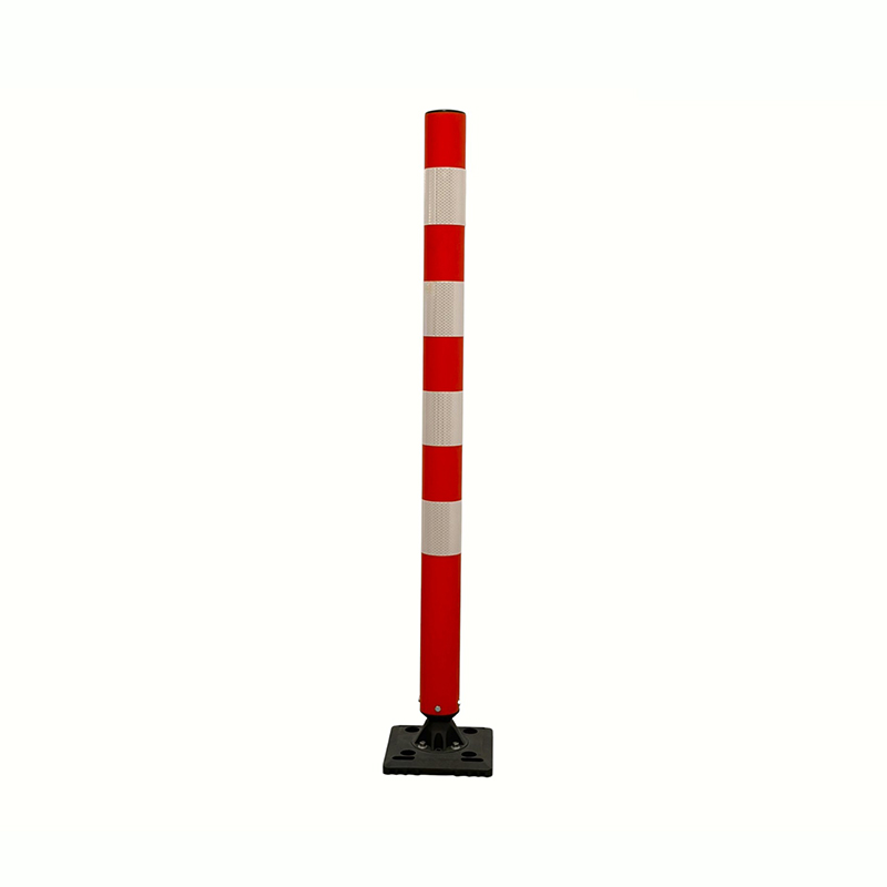 Poste delineador de tráfego para montagem em superfície com base aparafusada