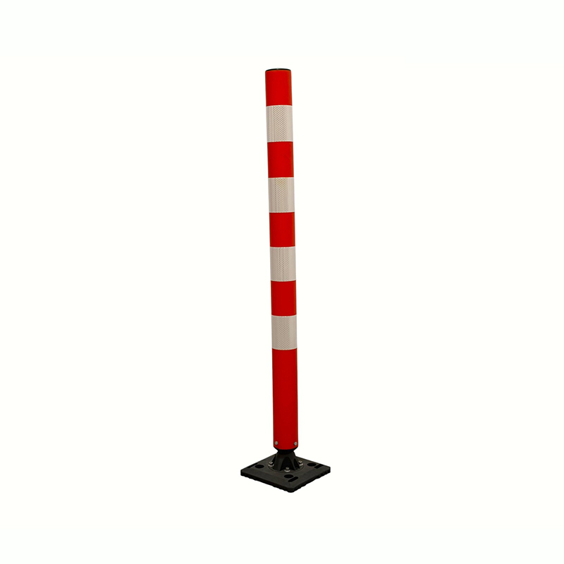 Poste delineador de tráfego para montagem em superfície com base aparafusada