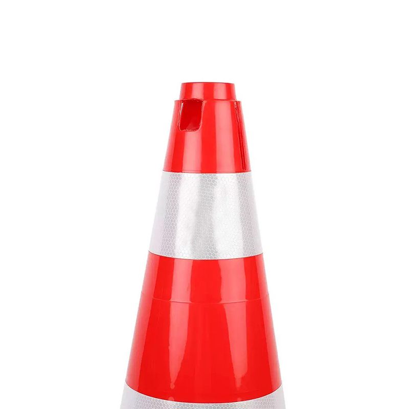 Cone de tráfego de plástico LDPE de corpo largo com colares reflexivos