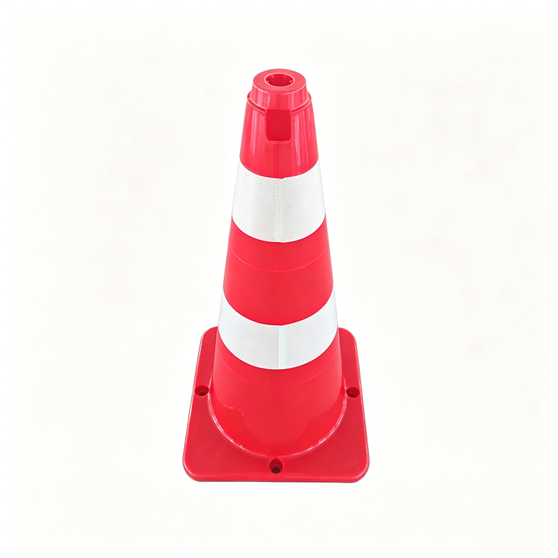 Cone de tráfego de plástico LDPE de corpo largo com colares reflexivos