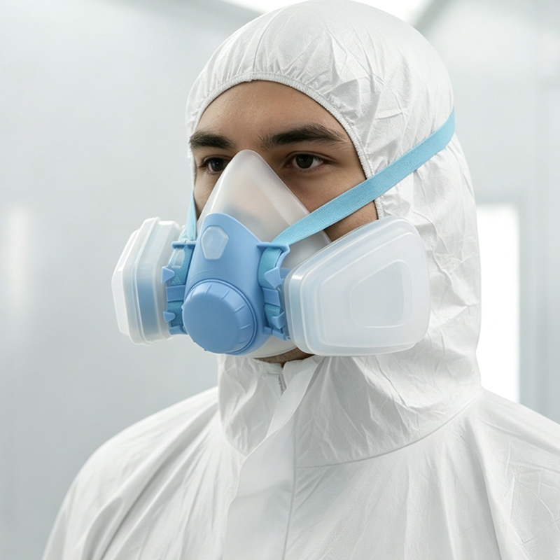 Máscara de gás de silicone com filtro duplo