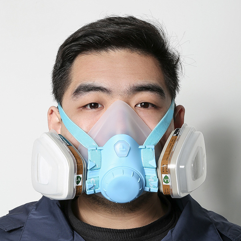 Máscara de gás de silicone com filtro duplo