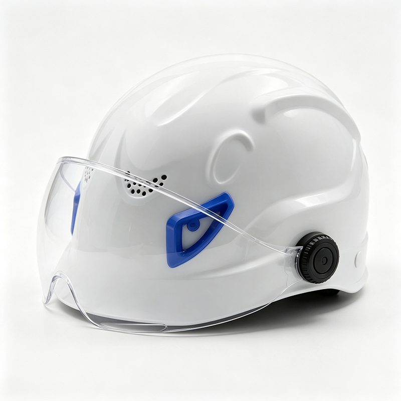 Capacete de segurança ABS de dupla finalidade com óculos de proteção para PC integrados