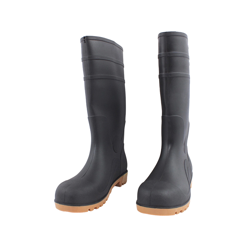 Botas de chuva em PVC com biqueira de aço fosco preto Botas de chuva em PVC com biqueira de aço fosco preto