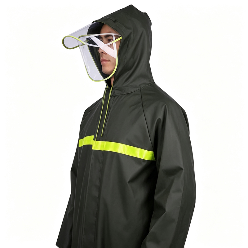 Capa de chuva estilo casaco longo soldado sem costura