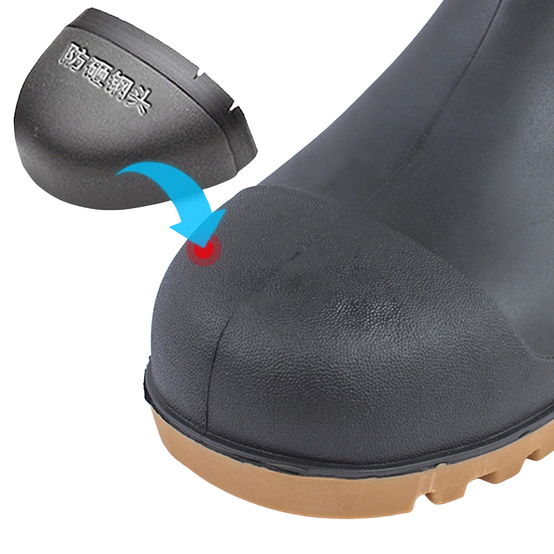 Botas de chuva em PVC com biqueira de aço fosco preto