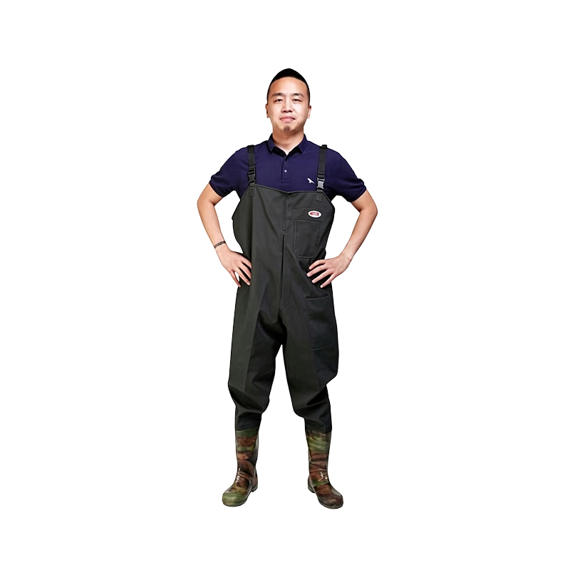 Waders de peito de lona de PVC para serviços pesados